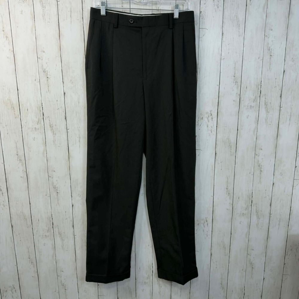 Louis‎ Raphael Men's Black Tailored Pleated Dress Pants Size 30x32